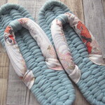 布ぞうり：ice blue25cm/桜に緋鯉