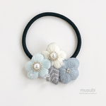 刺繍ヘアゴム＊朝露に濡れる花