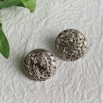 【20mmシルバー】ヴィンテージ リーフデザインアクリルボタン 2個セット