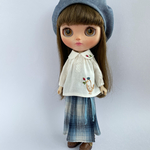 blythe outfit 鳥さん刺繍コーデセット(青)