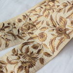 インド刺繍リボンᢂシルクフラワー　ブラウン/ベージュ　 インド刺繍/刺繍リボン/リボン/シルクリボン/トリム/ブレード/ジャガードリボン/チロリアンテープ/レース/チュール