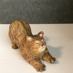 伸び猫　その1　　　　　　　『Cat to stretch』【猫】【木彫り】【彫刻】【伸び猫】