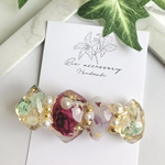 【今だけ送料無料】.*･ﾟドライフラワー×ワインレッド   レジン ヘアクリップ.ﾟ･*.
