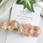 【今だけ送料無料】.*･ﾟブリザーブドフラワー×ベイビーピンク   レジン ヘアクリップ.ﾟ･*.