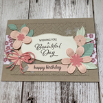 【バースデーカード】stitched flowers (pink)
