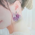 紫陽花🌼パープル＆ホワイト　イヤリング/ピアス
