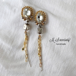 刺繍ガラスビジュー＊ロングチェーンピアス