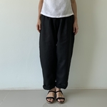 ロングゆったりパンツ２号　リラックスリネンワイドパンツ　黒リネン　