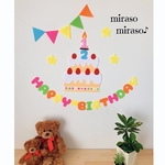 フェルト バースデーガーランド 誕生日飾り バースデーケーキ 数字ろうそく ナンバーキャンドル 数字変更可 カラフル　バースデーフォト　ベビーフォト　ハーフバースデー  にも！
