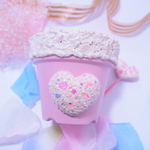 ハートのピック付き♥リメイク鉢·リメ鉢(2.5号)『胸キュンハート~恋のお守りピンク💗』