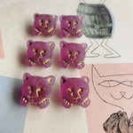 再販【2匹set】JIRI＊IVANA#czech beads#チェコビーズcat17㎜　考える猫🐈‍⬛　magenta pink系/bronze
