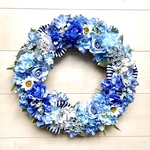 No.wreath-15329★あじさいとバラのリース　　40cm・アートフラワー/造花リース/大型リース