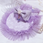 再販♡ラスト1点🧚‍♀️新作♡スタイ首輪♡ウェディングラベンダー♡ベルベットリボン♡
