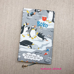 ブックカバー 新書サイズ「関西弁なペンギンさん(グレー)」