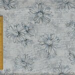 国産コットン　ガーベラの花柄　ブルー