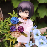 あじさいの花籠・亜麻色の籠～ミニチュア布花紫陽花～
