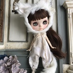 1813 白猫さんの snow white ロンパース Dタイプ Blythe ブライス アウトフィット 洋服