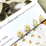 ✨新作レジン✨チビフラワーイヤリングセット💕　ホワイト　　レジンイヤリング＊レジンピアス＊    　普段使い　レジンレジンピアス　レジンイヤリング　春　ミントグリーン　