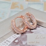 アレルギーフリー　D　キュービックジルコニア　ピンクゴールド　ワンタッチピアス　フープピアス　アレルギー対応　ニッケルフリー