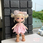 ✨受注製作✨再販2✨オビツ11サイズ❤︎のレースの巻きスカートとニットサロペット（ピンク）❤︎のセット❤︎