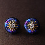 ＜Stella～遊び好きの星～＞刺繍イヤリング「パープルブルーの星」★アレルギー対応パーツ変更可能