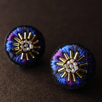 ＜Stella～遊び好きの星～＞刺繍ピアス「パープルブルーの星」★ロングポスト/アレルギー対応変更可能