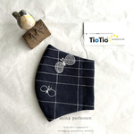 ミナペルホネン マスク  choucho  のマスクカバー tiotio  PREMIUM ちょうちょnavy チェック