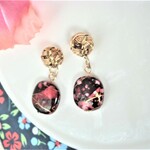 あめ玉みたいな和風ピアス/イヤリング☆ボルドー