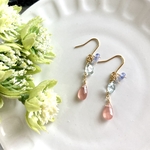 インカローズと水色天然石・ピアス