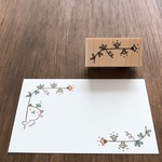 小さな小花ぽちぽちと葉っぱのラインハンコ＊