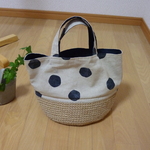 ちょっと小さめ水玉のかごバッグ～ホワイト～