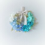 【Sale】水色＊あじさいのブルー グラデーション リース