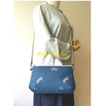 送料込 ショルダー紐付き ミナペルホネン  choucho blue25cmファスナーポシェット♪