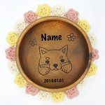 ✨大きな木のペット用 フードボウル✨★柴犬★お名前  誕生日入り エサ入れ