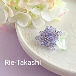 キラキラ紫陽花のブローチ