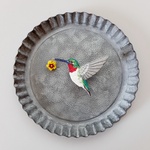 [real] 刺繍ブローチ (hummingbird ) ☆受注制作　動物刺繍　ハチドリ