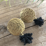 真鍮フルムーン黒レースピアス