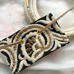 インド刺繍 リボン ポニーフック ラップリボン リボンラップ ブラック