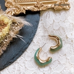現品のみ【2pcs】グリーンゴールド・インポートピアス