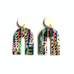 onesta U dangle ＜multistripe＞カラフルUダングルピアス/イヤリング(アレルギー対応)