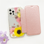 ひまわりと猫 押し花 選べる5色 【手帳型スマホケース】 iPhoneケース iPhone14/13Pro/12Pro/SE/11Pro/XR/XS/8/7