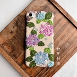【受注制作】彩り紫陽花〜和布刺繍 和柄 スマホケース
