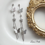 4pcs シルバー＊ロング蝶々チャーム