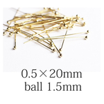 先丸ピン-0.5×20mm【計量約3g】（金色）