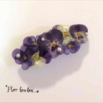 紫ビオラ押し花バレッタ