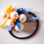 cotton pearl & Ribbon ヘアゴム(white)
