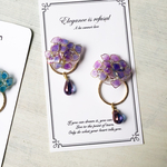 紫陽花と雨だれドロップのイヤリング/ピアス