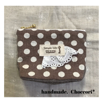 ミニポーチ　水玉brown