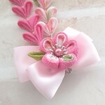 ≪つまみ細工≫ *ピンク*サテンリボンのミニクリップ髪飾り 七五三 浴衣