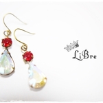 ヴィンテージピアス*Red×Crystal*